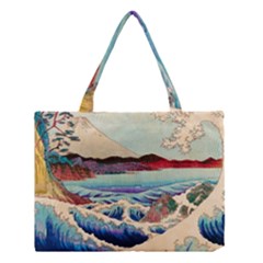 Wave Japanese Mount Fuji Woodblock Print Ocean Medium Tote Bag by Cowasu