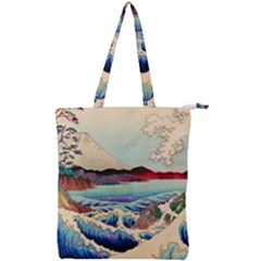 Wave Japanese Mount Fuji Woodblock Print Ocean Double Zip Up Tote Bag by Cowasu