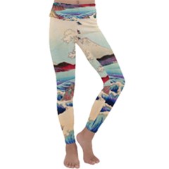 Wave Japanese Mount Fuji Woodblock Print Ocean Kids  Lightweight Velour Classic Yoga Leggings