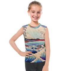 Wave Japanese Mount Fuji Woodblock Print Ocean Kids  Mesh Tank Top