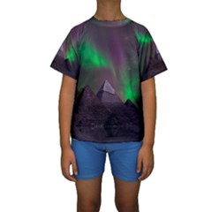 Fantasy Pyramid Mystic Space Aurora Kids  Short Sleeve Swimwear