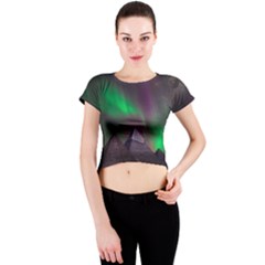 Fantasy Pyramid Mystic Space Aurora Crew Neck Crop Top by Cowasu