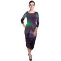 Fantasy Pyramid Mystic Space Aurora Quarter Sleeve Midi Velour Bodycon Dress View1