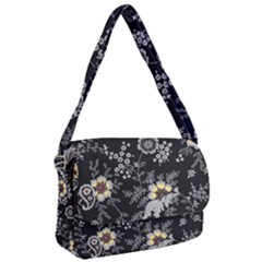 White And Yellow Floral And Paisley Illustration Background Courier Bag
