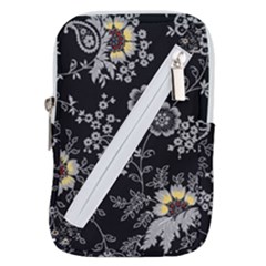 White And Yellow Floral And Paisley Illustration Background Belt Pouch Bag (large)