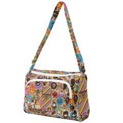 Multicolored Doodle Art Wallpaper Front Pocket Crossbody Bag