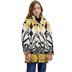 Flowers Pattern Kids  Hooded Longline Puffer Jacket by danenraven