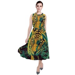 Tiger Round Neck Boho Dress