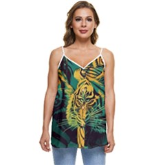 Tiger Casual Spaghetti Strap Chiffon Top by danenraven