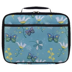 Butterfly Flower Blue Background Full Print Lunch Bag by danenraven