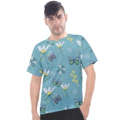 Butterfly Flower Blue Background Men s Sport Top by danenraven