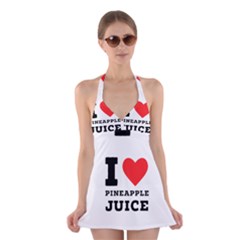 I Love Pineapple Juice Halter Dress Swimsuit  by ilovewhateva