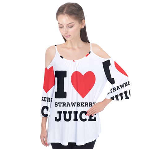 I Love Strawberry Juice Flutter Sleeve Tee  by ilovewhateva