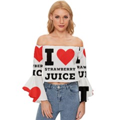 I Love Strawberry Juice Off Shoulder Flutter Bell Sleeve Top by ilovewhateva
