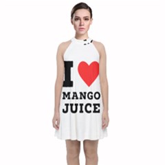 I Love Mango Juice  Velvet Halter Neckline Dress  by ilovewhateva