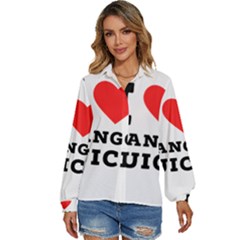 I love mango juice  Women s Long Sleeve Button Up Shirt