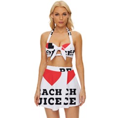 I Love Peach Juice Vintage Style Bikini Top And Skirt Set 