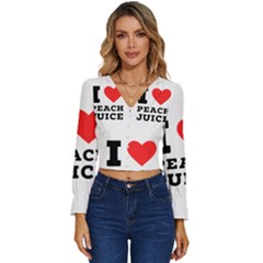 I Love Peach Juice Long Sleeve V-neck Top by ilovewhateva