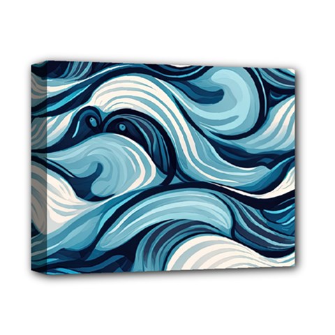 Pattern Ocean Waves Arctic Ocean Blue Nature Sea Deluxe Canvas 14  X 11  (stretched) by danenraven