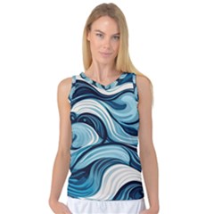 Pattern Ocean Waves Arctic Ocean Blue Nature Sea Women s Basketball Tank Top by danenraven