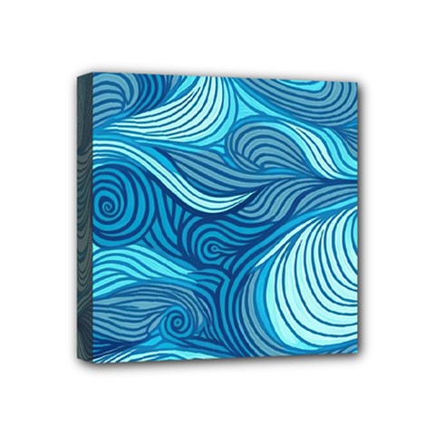 Ocean Waves Sea Abstract Pattern Water Blue Mini Canvas 4  X 4  (stretched) by danenraven