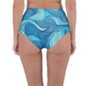 Ocean Waves Sea Abstract Pattern Water Blue Reversible High-Waist Bikini Bottoms View2