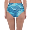 Ocean Waves Sea Abstract Pattern Water Blue Reversible High-Waist Bikini Bottoms View4