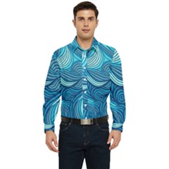 Ocean Waves Sea Abstract Pattern Water Blue Men s Long Sleeve  Shirt by danenraven