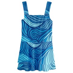 Ocean Waves Sea Abstract Pattern Water Blue Kids  Layered Skirt Swimsuit by danenraven