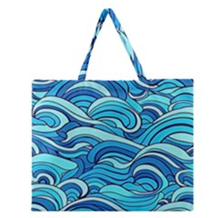 Pattern Ocean Waves Blue Nature Sea Abstract Zipper Large Tote Bag by danenraven