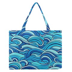 Pattern Ocean Waves Blue Nature Sea Abstract Zipper Medium Tote Bag by danenraven