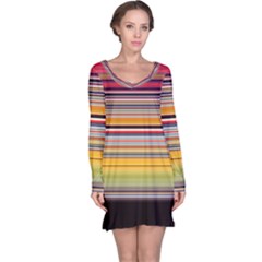 Neopolitan Horizontal Lines Strokes Long Sleeve Nightdress