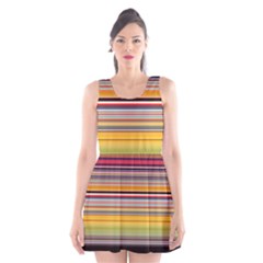 Neopolitan Horizontal Lines Strokes Scoop Neck Skater Dress