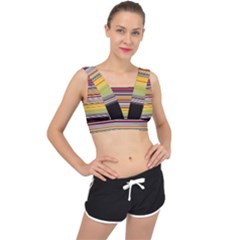 Neopolitan Horizontal Lines Strokes V-back Sports Bra