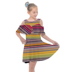 Neopolitan Horizontal Lines Strokes Kids  Shoulder Cutout Chiffon Dress by Bangk1t