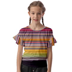 Neopolitan Horizontal Lines Strokes Kids  Cut Out Flutter Sleeves