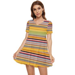 Neopolitan Horizontal Lines Strokes Tiered Short Sleeve Babydoll Dress by Bangk1t