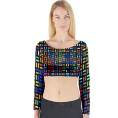 Geometric Colorful Square Rectangle Long Sleeve Crop Top by Bangk1t