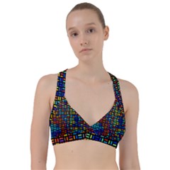 Geometric Colorful Square Rectangle Sweetheart Sports Bra