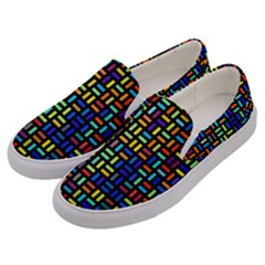 Geometric Colorful Square Rectangle Men s Canvas Slip Ons by Bangk1t