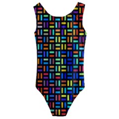 Geometric Colorful Square Rectangle Kids  Cut-out Back One Piece Swimsuit