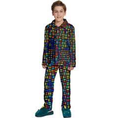 Geometric Colorful Square Rectangle Kids  Long Sleeve Velvet Pajamas Set by Bangk1t