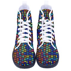 Geometric Colorful Square Rectangle High-top Canvas Sneakers