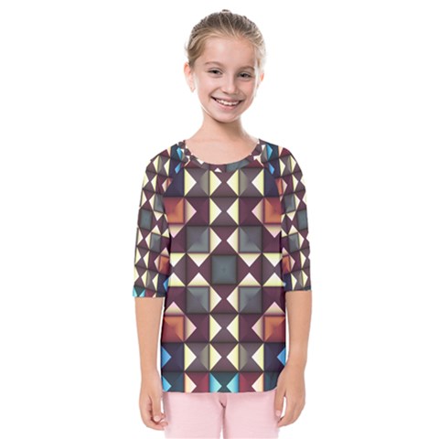 Symmetry Geometric Pattern Texture Kids  Quarter Sleeve Raglan Tee by Bangk1t