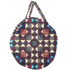 Symmetry Geometric Pattern Texture Giant Round Zipper Tote