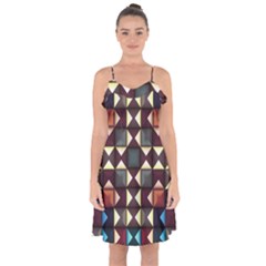 Symmetry Geometric Pattern Texture Ruffle Detail Chiffon Dress