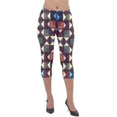 Symmetry Geometric Pattern Texture Lightweight Velour Capri Leggings 