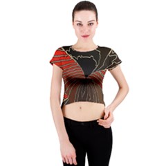 Red Gold Black Voracious Plant Leaf Crew Neck Crop Top