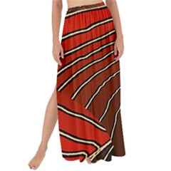 Red Gold Black Voracious Plant Leaf Maxi Chiffon Tie-up Sarong by Bangk1t