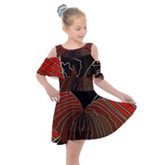 Red Gold Black Voracious Plant Leaf Kids  Shoulder Cutout Chiffon Dress by Bangk1t